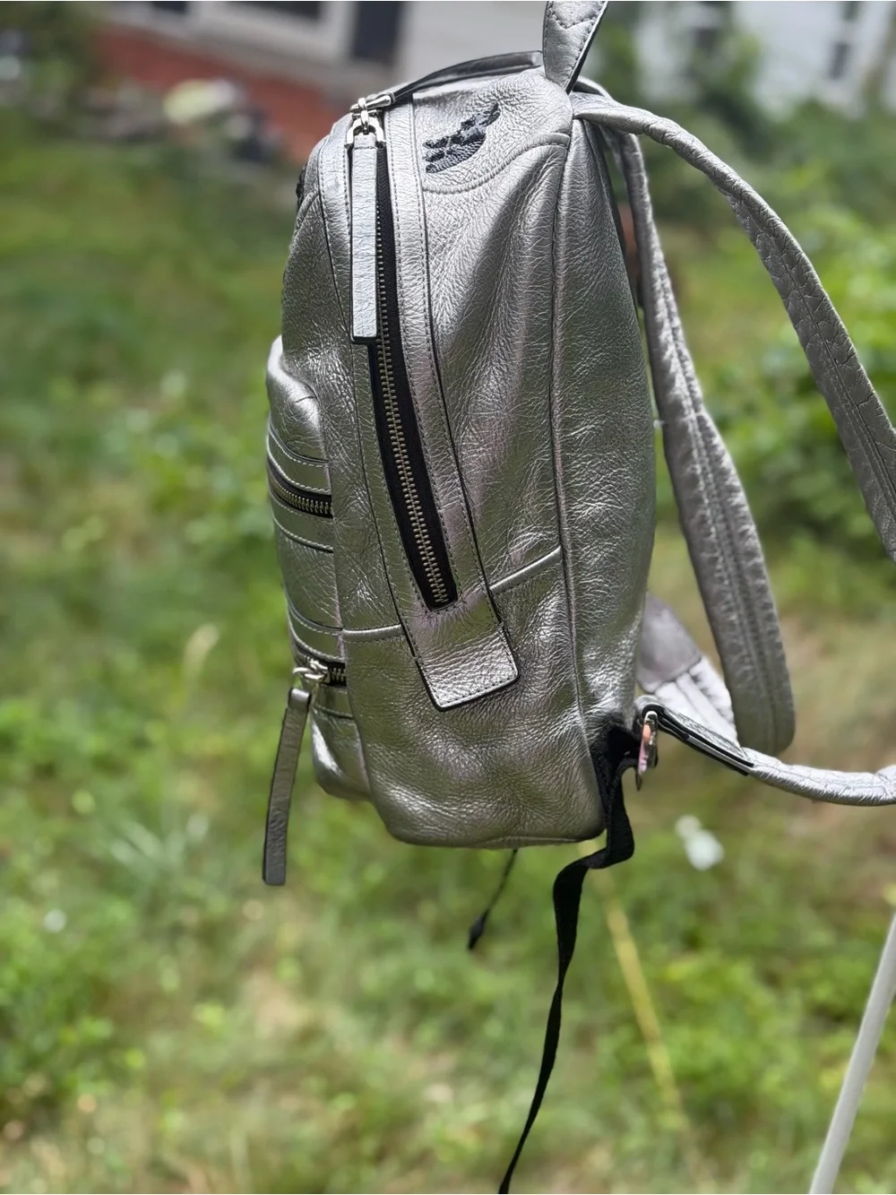 Marc Jacobs Gotham Flocked Animals Silver Leather Backpack Rare